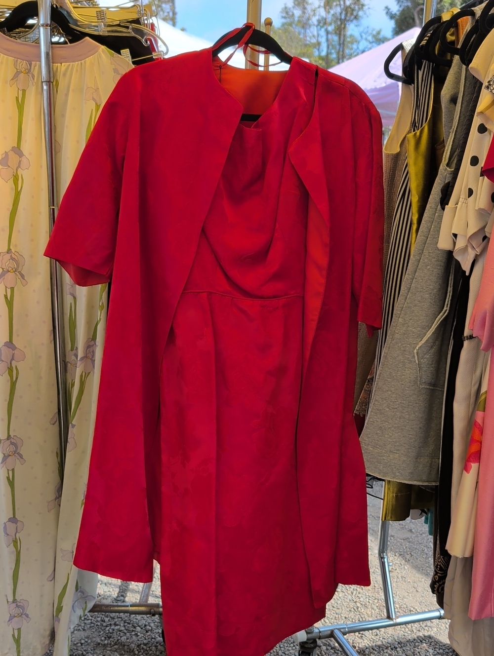 1950s Vintage Women's Red Dress with Matching Jacket